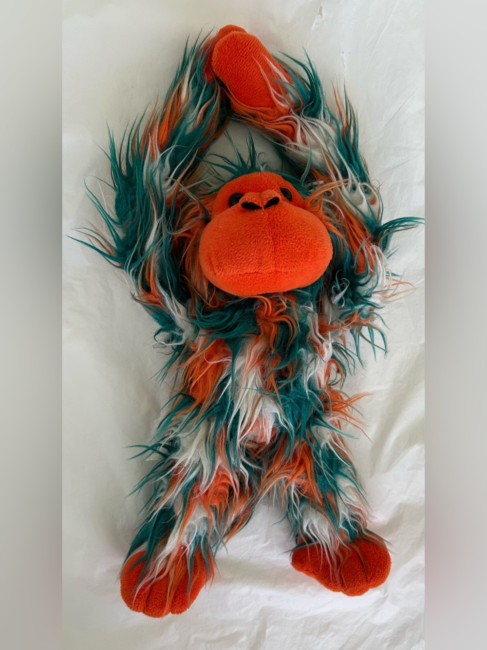 Forever Collectibles Orange and Teal Shaggy Monkey Plush Pet Toy